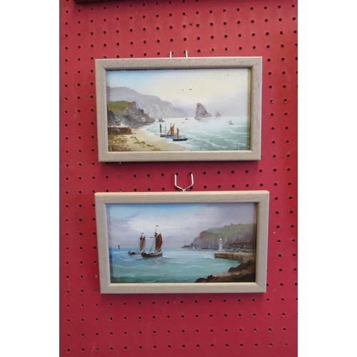 1051 - J. GOARD: Two early 20th Century oils on glass of coastal and harbour scenes, framed and glazed, sig... 