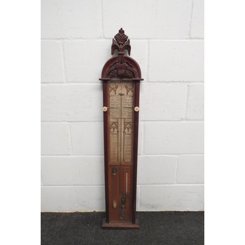 1072 - An Admiral Fitzroy mercury barometer with twin pointers adjusted by ivorine knobs, the mercury barom... 