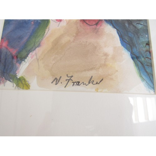 7587 - A Nan Frankel framed original painting on paper of a cockerel, signed to bottom, image size 12cm x 1... 