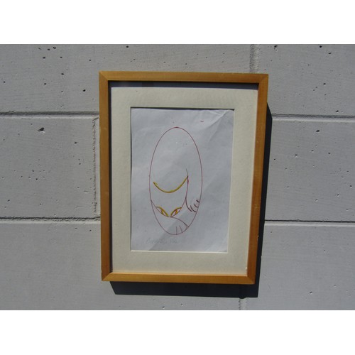 7531 - HYMEN SEGAL (1914-2004) A framed original stylised drawing of a cat titled 