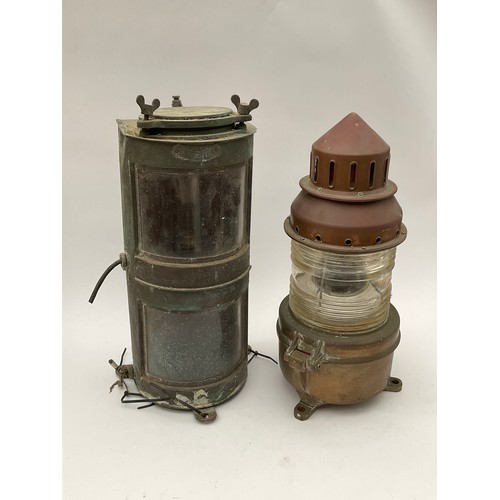 8116 - An Aga copper buoy lamp / beacon together with a copper stern lamp (2)