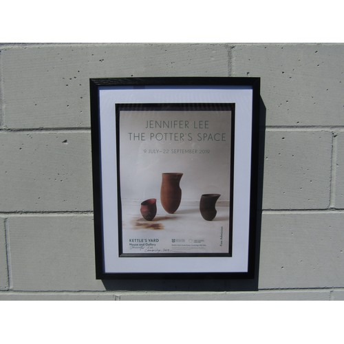 7058 - A Jennifer Lee framed art studio pottery Kettles Yard exhibition poster, hand signed by the artist l... 