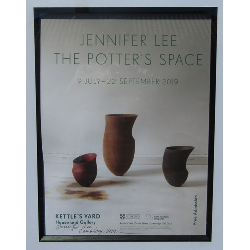 7058 - A Jennifer Lee framed art studio pottery Kettles Yard exhibition poster, hand signed by the artist l... 