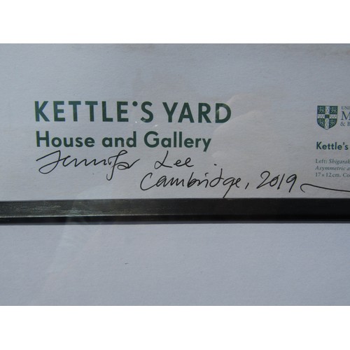 7058 - A Jennifer Lee framed art studio pottery Kettles Yard exhibition poster, hand signed by the artist l... 