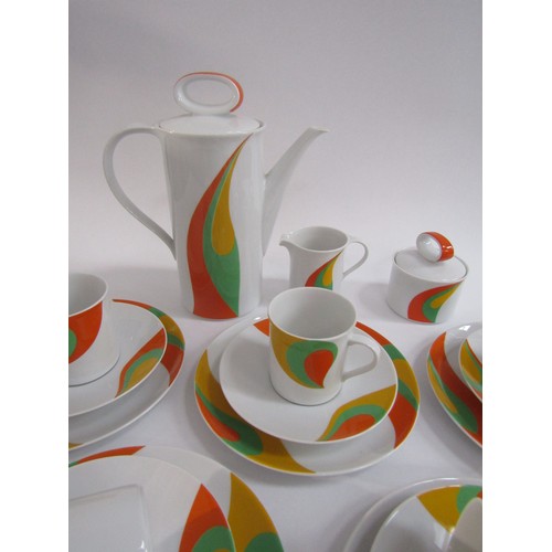 7052 - An Eschenbach Pottery 1960's vintage retro coffee set with colourful pop art swirl design. Pot 24cm ... 