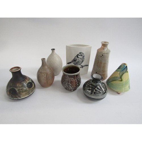 7138 - A collection of studio pottery including Briglin studio pottery vases, a Katie Timson bird vase, a P... 