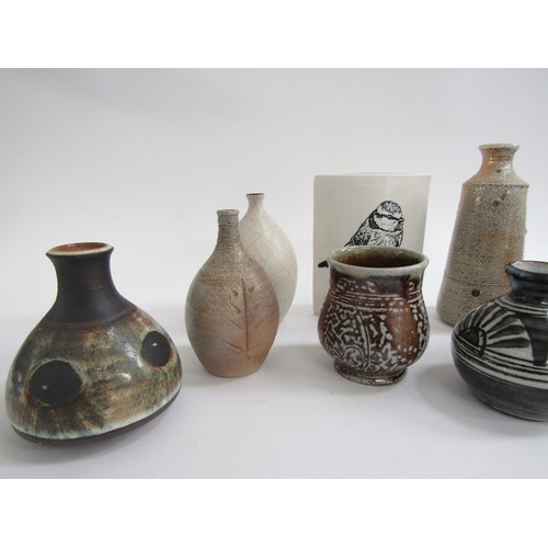 7138 - A collection of studio pottery including Briglin studio pottery vases, a Katie Timson bird vase, a P... 