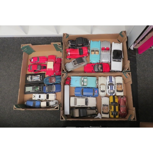 1413 - Three boxes of unboxed die-cast vehicles including Maisto and Burago 1:24 scale examples