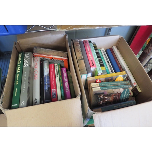 1429 - Two boxes of motoring and motor racing related books including Jaguar, Bentley, Austin, Stirling Mos... 