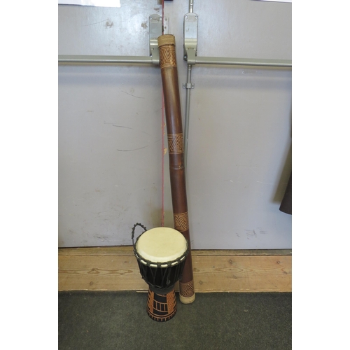 1434 - A didgeridoo and a djembe hand drum (2)