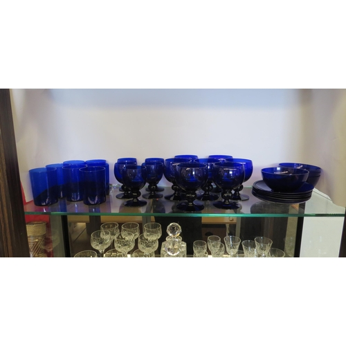 1436 - A quantity of Bristol blue glassware including goblets, bowls, saucers (29)