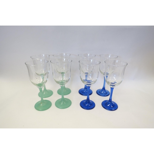 1471 - A set of eight coloured stem wine glasses