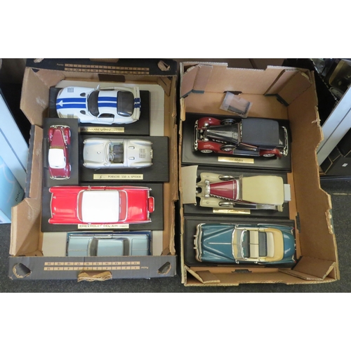 1489 - Two boxes of predominantly 1:18 scale die-cast vehicles including Anson, Road Signature, etc