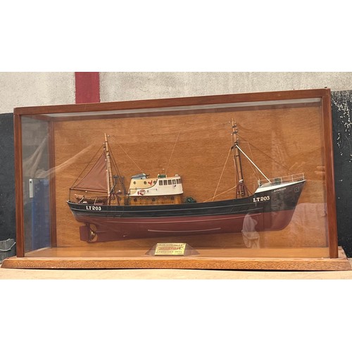 8006 - A cased diorama of the fishing vessel LT203