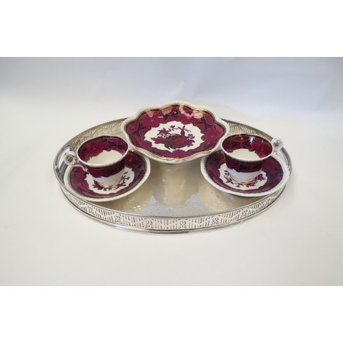 1462 - Two Spode Imperial cups and saucers with plate together with a silver plated tray