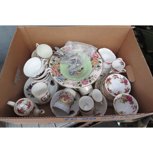 1223 - A collection of kitchenalia including bone china tea set, rose motif, dark red rose tea set, Penny R... 