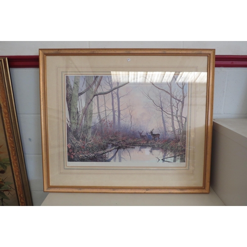 1385 - CEASER SMITH: A pair of original prints depicting forest scenes, signed bottom right, framed and gla... 