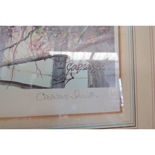 1385 - CEASER SMITH: A pair of original prints depicting forest scenes, signed bottom right, framed and gla... 