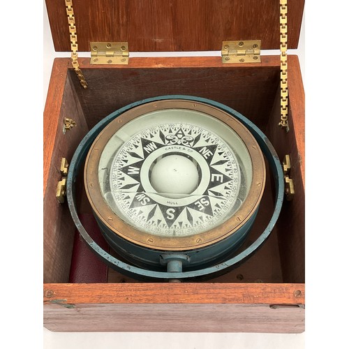 8056 - A Castle & Co. of Hull ship’s compass, housed within later hardwood case