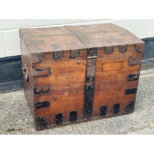 8017 - A Victorian oak shipping chest, ironwork mounts and handles