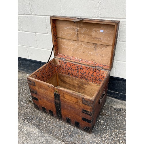 8017 - A Victorian oak shipping chest, ironwork mounts and handles