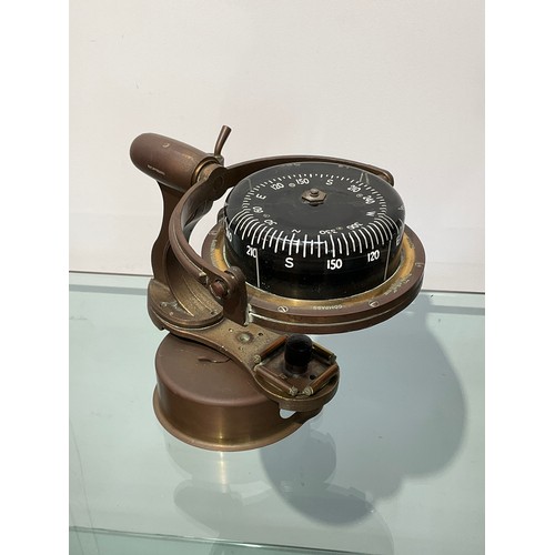 8034 - A Henry Browne & Son Ltd Sestrel marine compass, on brass gimbal mount, base detached