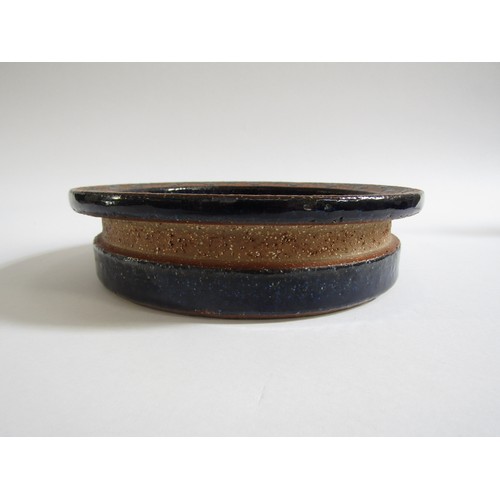 7024 - A Danish Soholm Stentoj stoneware bowl with blue glaze and 'Molecule' rim. Impressed marks to base. ... 