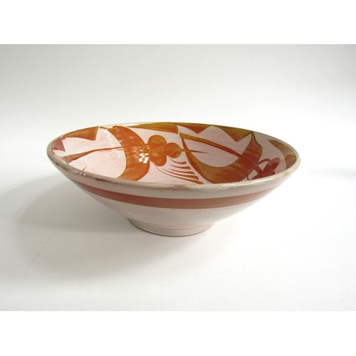 7095 - ALAN CAIGER-SMITH (1930-2020): Tin glazed earthenware lustre bowl with copper stylised fruit decorat... 