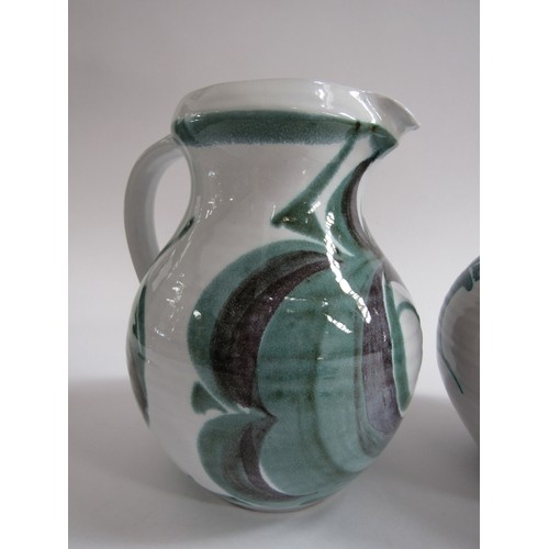 7109 - ALAN CAIGER-SMITH (1930-2020): Tin glazed earthenware jug with typical stylised decoration with year... 