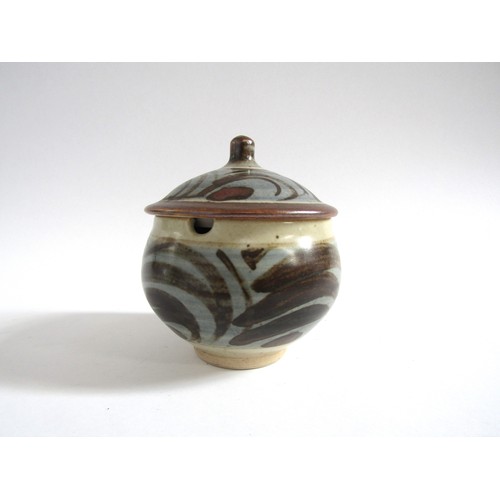 7078 - BERNARD LEACH (1887-1979) (ARR) A St Ives Pottery lidded preserve pot with painted detail. St Ives s... 