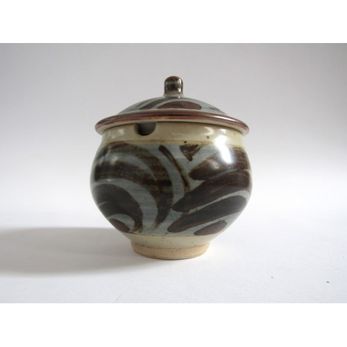 7078 - BERNARD LEACH (1887-1979) (ARR) A St Ives Pottery lidded preserve pot with painted detail. St Ives s... 