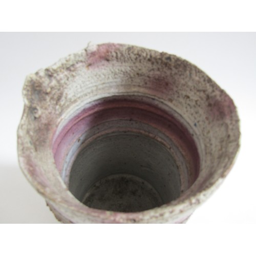 7069 - ROBIN WELCH (1936-2019) A studio pottery cylindrical vase, textured finish and enriched with gilt (c... 