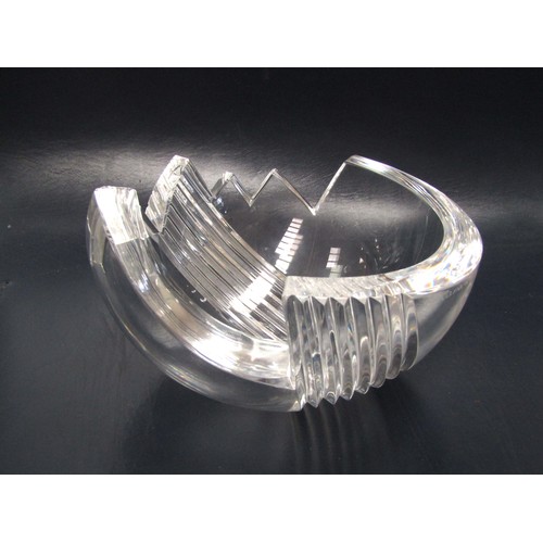 7163 - Frantisek Janak for Crystalex clear glass bowl with jaggered form.  16.5cm diameter x 11cm high (chi... 