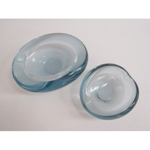 7231 - Two Per Lutken designed Holmegaard pale blue glass dishes.  Largest 16.5cm x 13cm x 5cm high