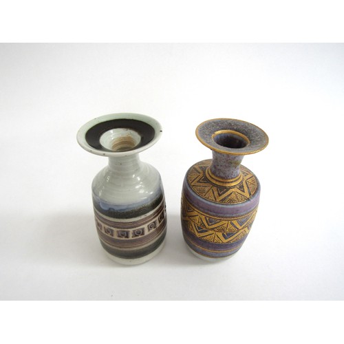 7090 - MARY RICH (1940-2022) Two studio pottery vases - an early example with painted bands and Impressed d... 