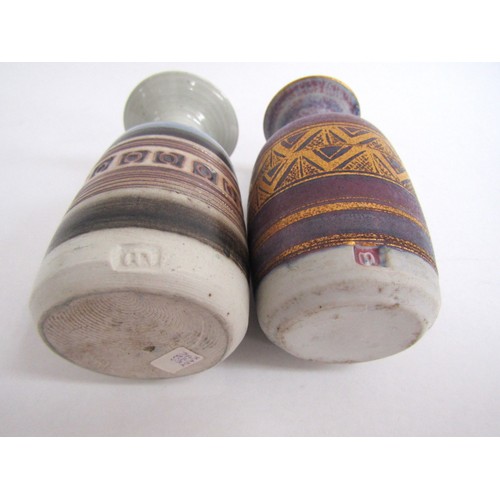 7090 - MARY RICH (1940-2022) Two studio pottery vases - an early example with painted bands and Impressed d... 