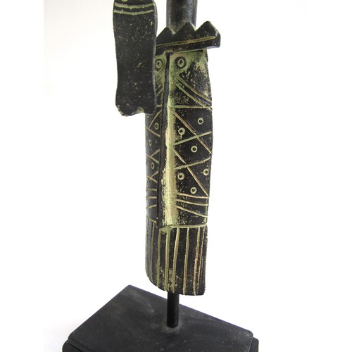 7065 - JOHN MALTBY (1936-2020) (ARR) A studio pottery sculpture, King and Crow with fish. Metal rod and bas... 