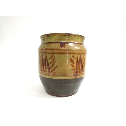 7061 - MICHAEL CARDEW (1901-1983) (ARR) A Winchcombe studio pottery earthenware vase, ochre glaze with pain... 