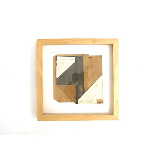 7576 - SANDRA BLOW (1925-2006) (ARR) A framed and glazed collage, folded and painted card with metal staple... 