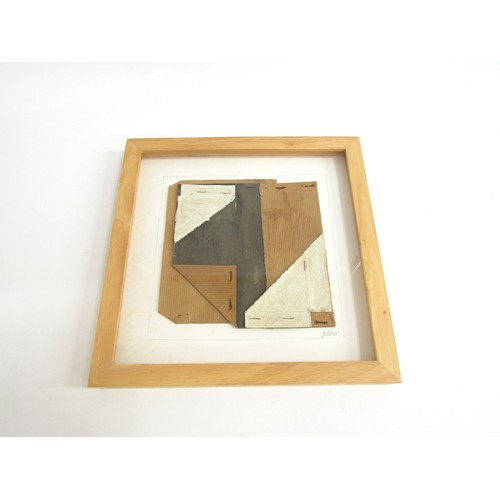 7576 - SANDRA BLOW (1925-2006) (ARR) A framed and glazed collage, folded and painted card with metal staple... 