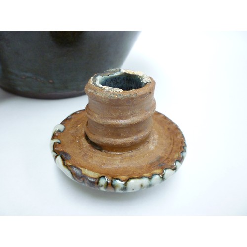 7075 - An Abuja Pottery stoneware flagon with screw top in the Michael Cardew tradition, strap handle. Iron... 