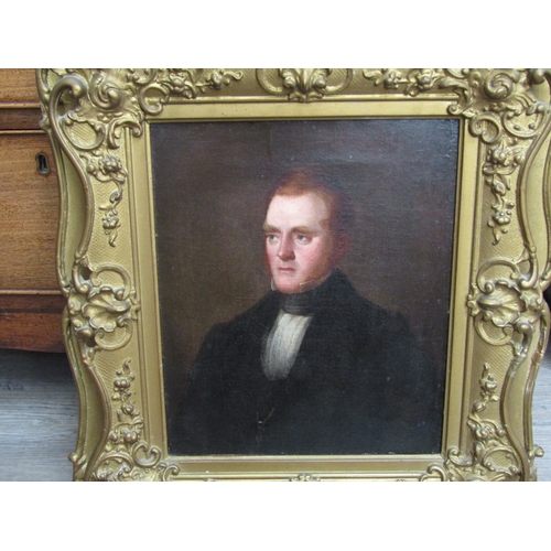 4034 - An early 19th Century portrait of Gentleman with receding hair, white shirt, black coat in a gilt fr... 