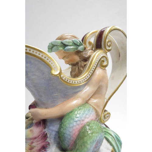 4090 - A Victorian Continental porcelain ewer, Neptune (Capodimonte), handle a/f, 39cm tall  (R)  £80