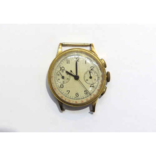 4409 - A Berthoud Geneve Chronograph, back plate missing, movement marked 385, case dented  (R)  £120