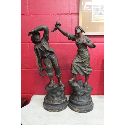 4145 - A pair of French 19th Century spelter figures 