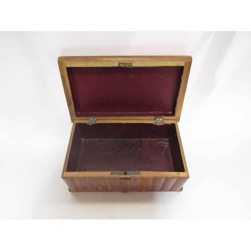 4310 - A marquetry inlaid and painted wooden box decorated with swifts in flight, concealed lock mechanism,... 