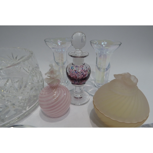 4303 - A selection of crystal glass including fruit bowls and liqueur glasses, Venetian perfume bottles, ca... 