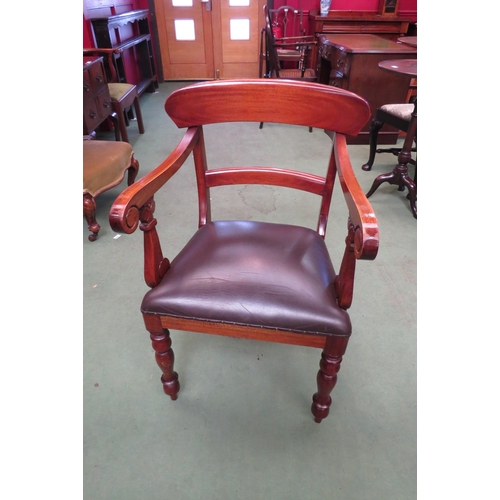 4200 - A Victorian style walnut desk armchair with scroll arms over turned and tapering fore legs        (R... 