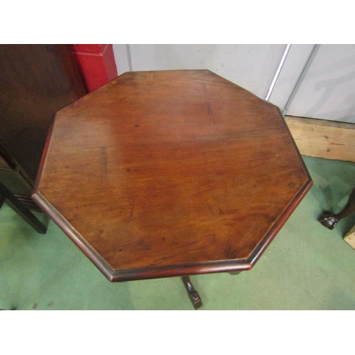 4242 - A late Victorian mahogany octagonal top wine/lamp table with shaped apron over a baluster turned spi... 