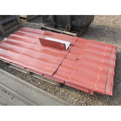 A pallet of tile effect roof sheeting